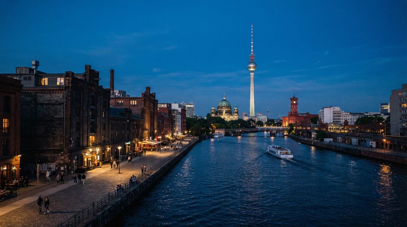 Berlin TV tower and the Spree river