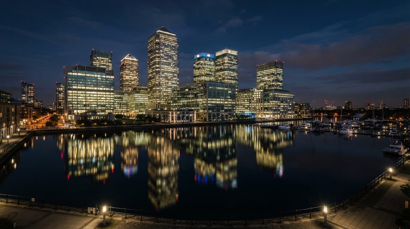 Canary Wharf at night