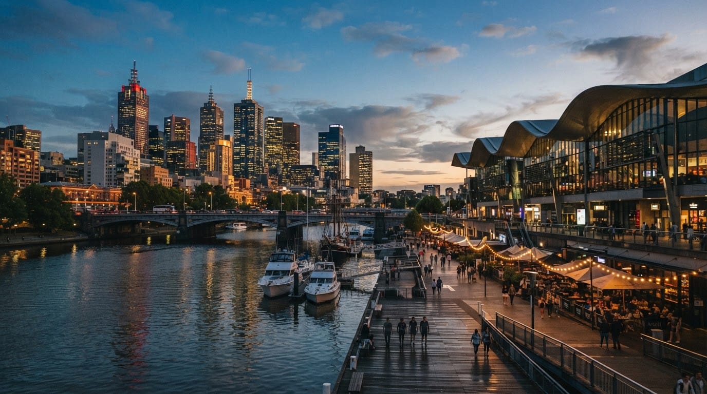 Melbourne skyline and South Wharf