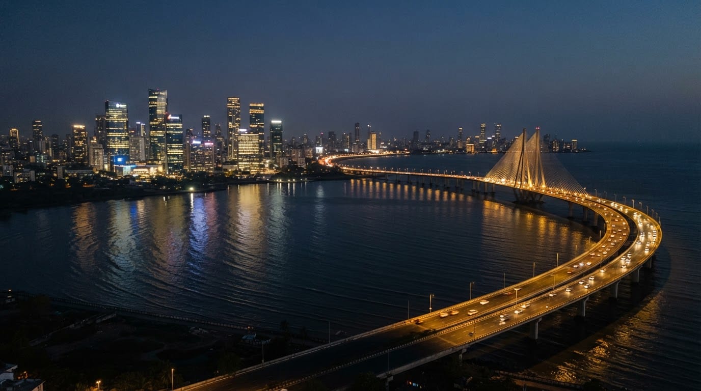 Mumbai skyline and the Bandra-Worli Sea Link